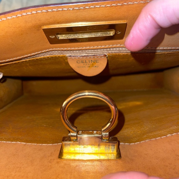 Celine Vintage Macadam Canvas Hand Bag Leather - Picture 6 of 15